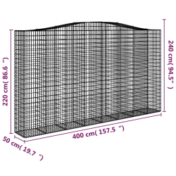 Kosze gabionowe, 2 szt, 400x50x220/240 cm, galwanizowane żelazo