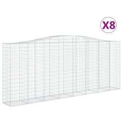 Kosze gabionowe, 8 szt, 400x50x160/180 cm, galwanizowane żelazo