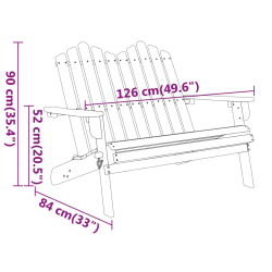 Ławka ogrodowa Adirondack, 126 cm, lite drewno akacjowe