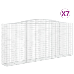 Kosze gabionowe, 7 szt, 400x50x180/200 cm, galwanizowane żelazo