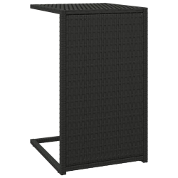 Stolik w kształcie litery C, czarny, 40x35x60 cm, polirattan