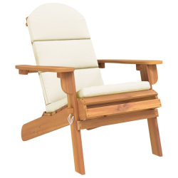 Krzesło ogrodowe Adirondack z poduszkami, lite drewno akacjowe