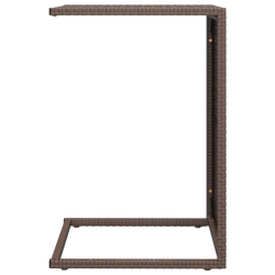 Stolik w kształcie litery C, brązowy, 40x35x60 cm, polirattan