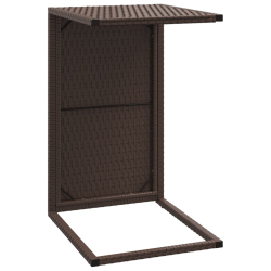 Stolik w kształcie litery C, brązowy, 40x35x60 cm, polirattan