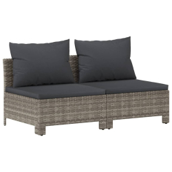 2-osobowa sofa ogrodowa z poduszkami, szara, polirattan