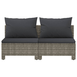 2-osobowa sofa ogrodowa z poduszkami, szara, polirattan