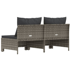 2-osobowa sofa ogrodowa z poduszkami, szara, polirattan