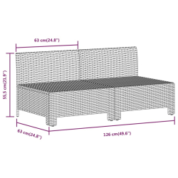2-osobowa sofa ogrodowa z poduszkami, szara, polirattan