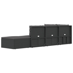 5-cz. zestaw wypoczynkowy do ogrodu, poduszki, czarny rattan PE