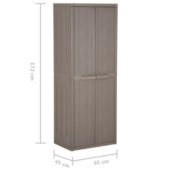 Szafka ogrodowa, brązowa 65x45x172 cm, PP stylizowane na drewno