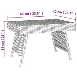 Składany stolik boczny, brązowy, 60x40x38 cm, polirattan