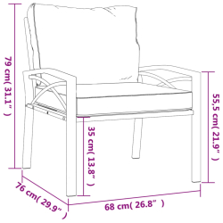 Krzesło ogrodowe z szarymi poduszkami, 68x76x79 cm, stal