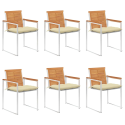 Krzesła ogrodowe z poduszkami, 6 szt., lite drewno akacjowe