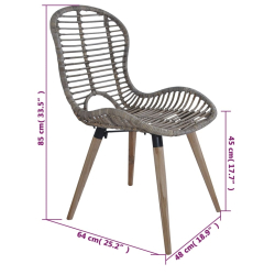 Krzesła stołowe, 4 szt., brązowe, naturalny rattan