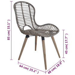 Krzesła stołowe, 2 szt., brązowe, naturalny rattan