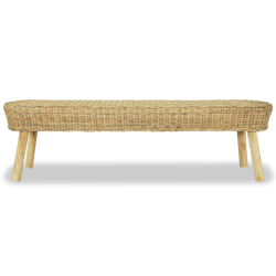 Ławka do przedpokoju, naturalny rattan, 160x35x45 cm