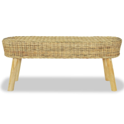 Ławka do przedpokoju, naturalny rattan, 110x35x45 cm