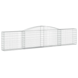 Kosze gabionowe, 7 szt, 400x30x80/100 cm, galwanizowane żelazo