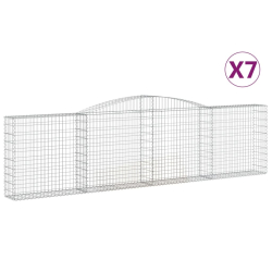 Kosze gabionowe, 7 szt, 400x30x100/120 cm, galwanizowane żelazo