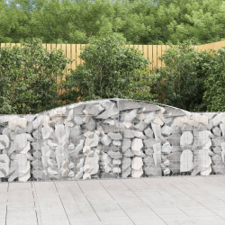 Kosze gabionowe, 7 szt, 400x30x100/120 cm, galwanizowane żelazo
