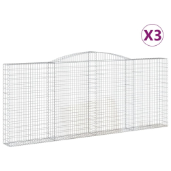 Kosze gabionowe, 3 szt, 400x30x160/180 cm, galwanizowane żelazo