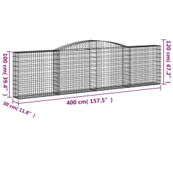 Kosze gabionowe, 20 szt, 400x30x100/120cm, galwanizowane żelazo