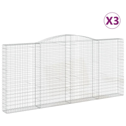 Kosze gabionowe, 3 szt, 400x30x180/200 cm, galwanizowane żelazo