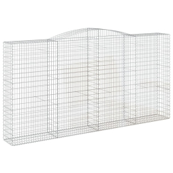 Kosze gabionowe, 3 szt, 400x50x200/220 cm, galwanizowane żelazo