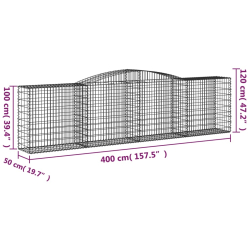 Kosze gabionowe, 2 szt, 400x50x100/120 cm, galwanizowane żelazo