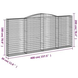 Kosze gabionowe, 8 szt, 400x30x180/200 cm, galwanizowane żelazo