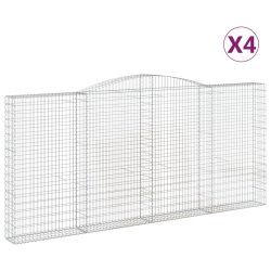Kosze gabionowe, 4 szt, 400x30x180/200 cm, galwanizowane żelazo