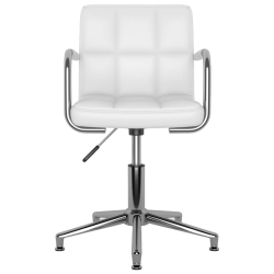 Obrotowe krzesła stołowe, 4 szt., białe, obite sztuczną skórą