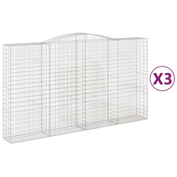 Kosze gabionowe, 3 szt, 400x50x220/240 cm, galwanizowane żelazo
