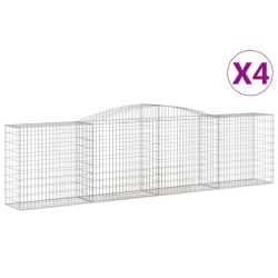 Kosze gabionowe, 4 szt, 400x50x100/120 cm, galwanizowane żelazo