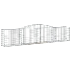 Kosze gabionowe, 8 szt, 400x50x80/100 cm, galwanizowane żelazo
