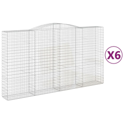 Kosze gabionowe, 6 szt, 400x50x220/240 cm, galwanizowane żelazo