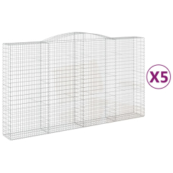Kosze gabionowe, 5 szt, 400x50x220/240 cm, galwanizowane żelazo