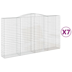 Kosze gabionowe, 7 szt, 400x50x220/240 cm, galwanizowane żelazo