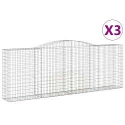 Kosze gabionowe, 3 szt, 400x50x140/160 cm, galwanizowane żelazo