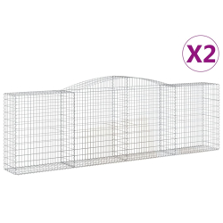 Kosze gabionowe, 2 szt, 400x50x120/140 cm, galwanizowane żelazo