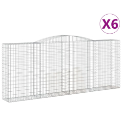 Kosze gabionowe, 6 szt, 400x50x160/180 cm, galwanizowane żelazo