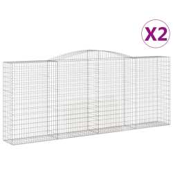 Kosze gabionowe, 2 szt, 400x50x160/180 cm, galwanizowane żelazo