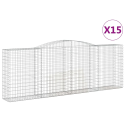 Kosze gabionowe, 15 szt, 400x50x140/160cm, galwanizowane żelazo