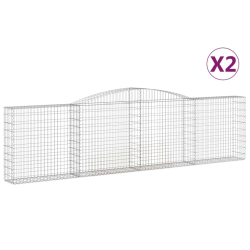 Kosze gabionowe, 2 szt, 400x30x100/120 cm, galwanizowane żelazo