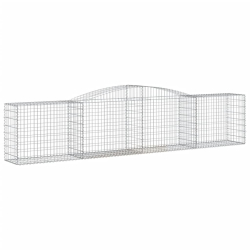 Kosze gabionowe, 9 szt, 400x50x80/100 cm, galwanizowane żelazo