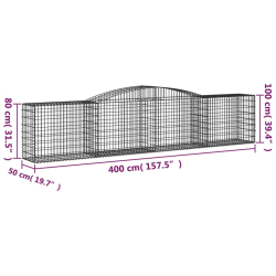 Kosze gabionowe, 4 szt, 400x50x80/100 cm, galwanizowane żelazo