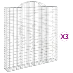 Kosze gabionowe, 3 szt, 200x30x200/220 cm, galwanizowane żelazo