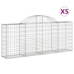 Kosze gabionowe, 5 szt, 200x30x80/100 cm, galwanizowane żelazo