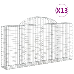 Kosze gabionowe, 13 szt, 200x30x100/120cm, galwanizowane żelazo
