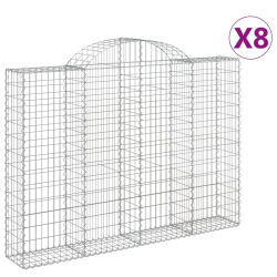Kosze gabionowe, 8 szt, 200x30x140/160 cm, galwanizowane żelazo